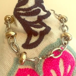 Premier Silver Bracelet with Gold Circle Stations